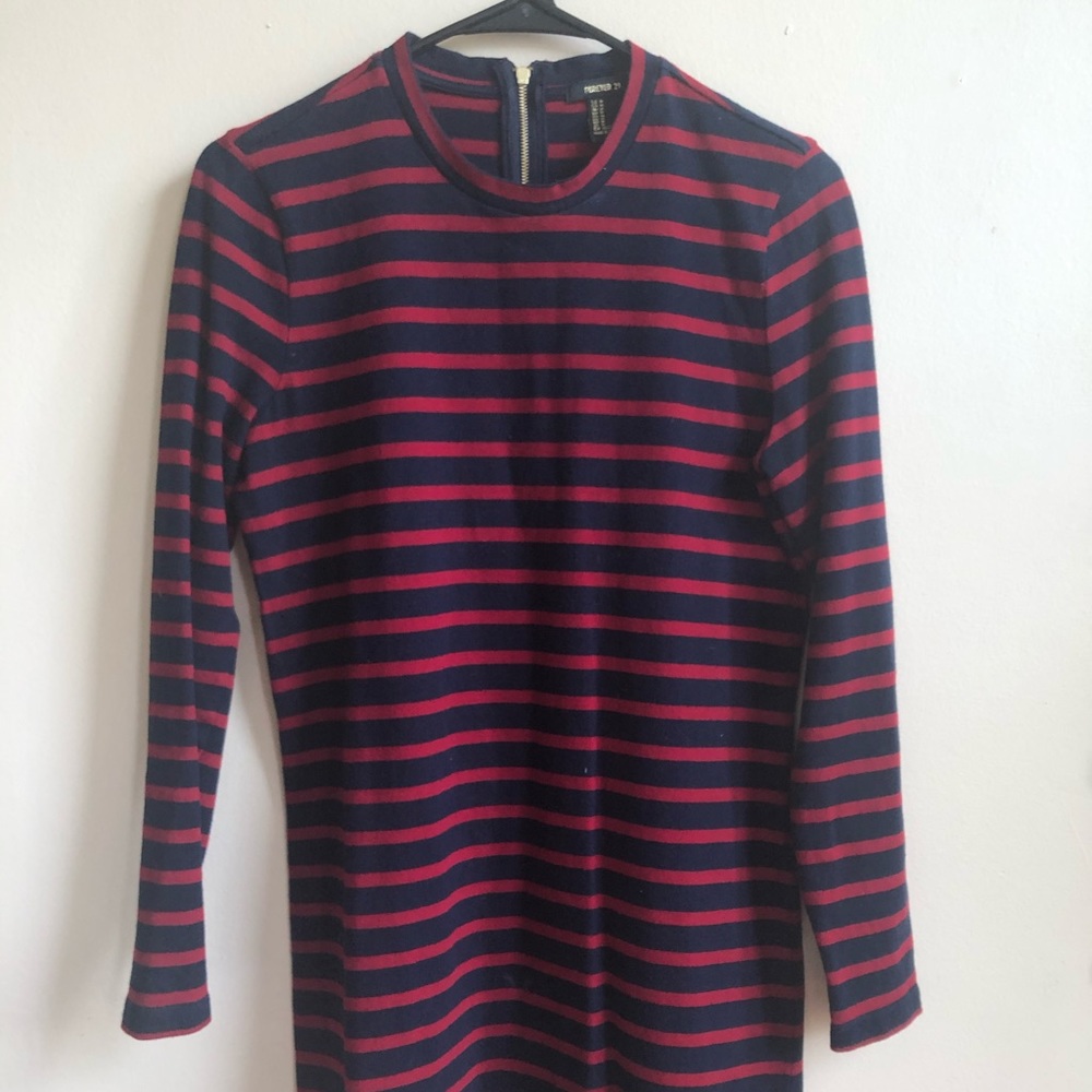 striped dress gold zipper